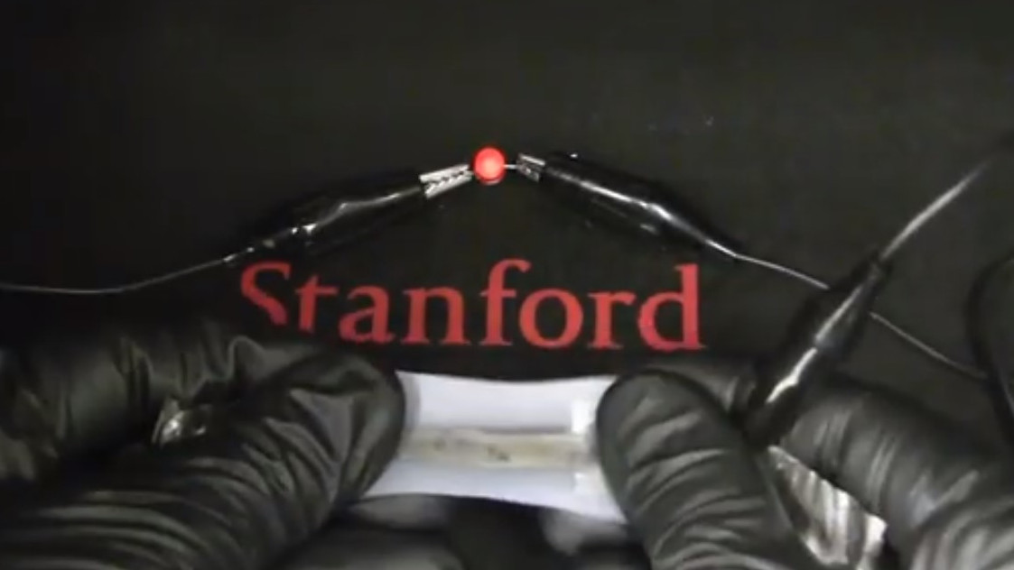 Stretchable battery for wearable electronics