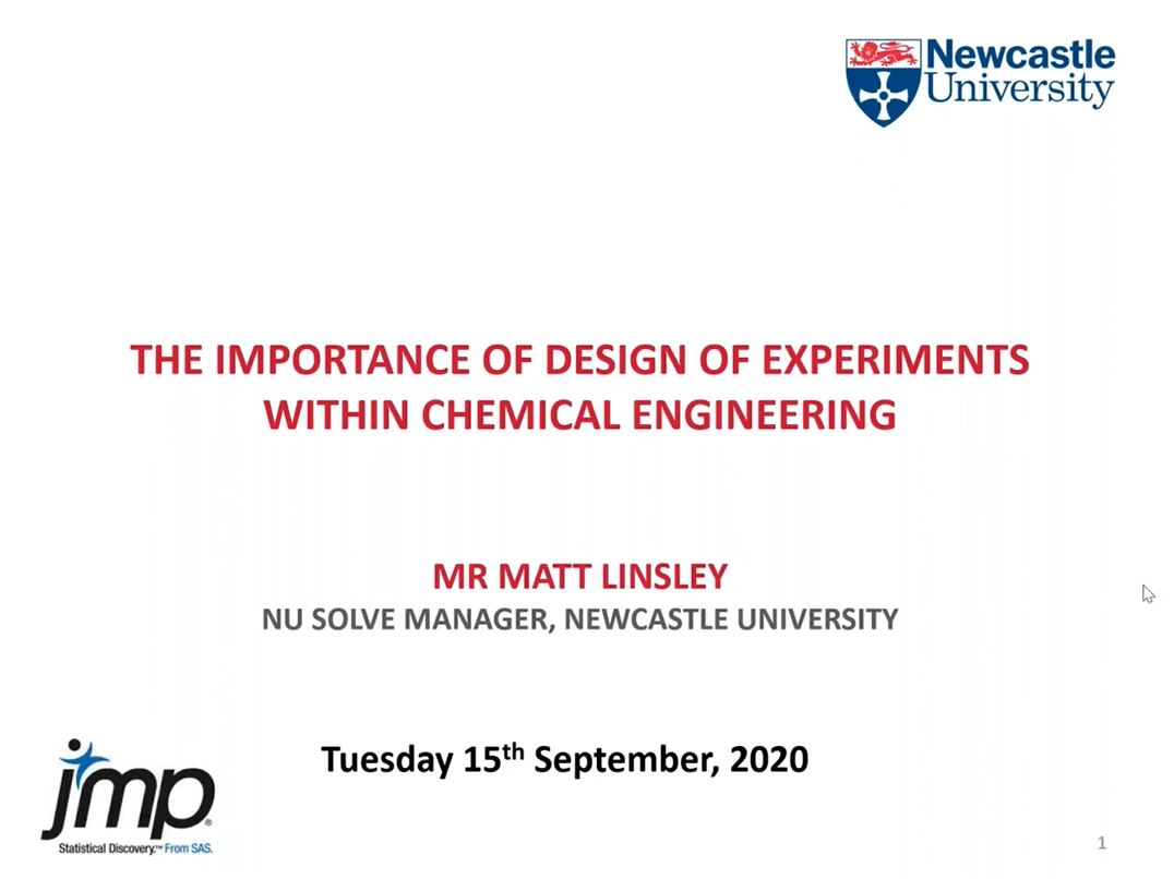 The Importance of Design of Experiments within Chemical Engineering - sponsored by JMP